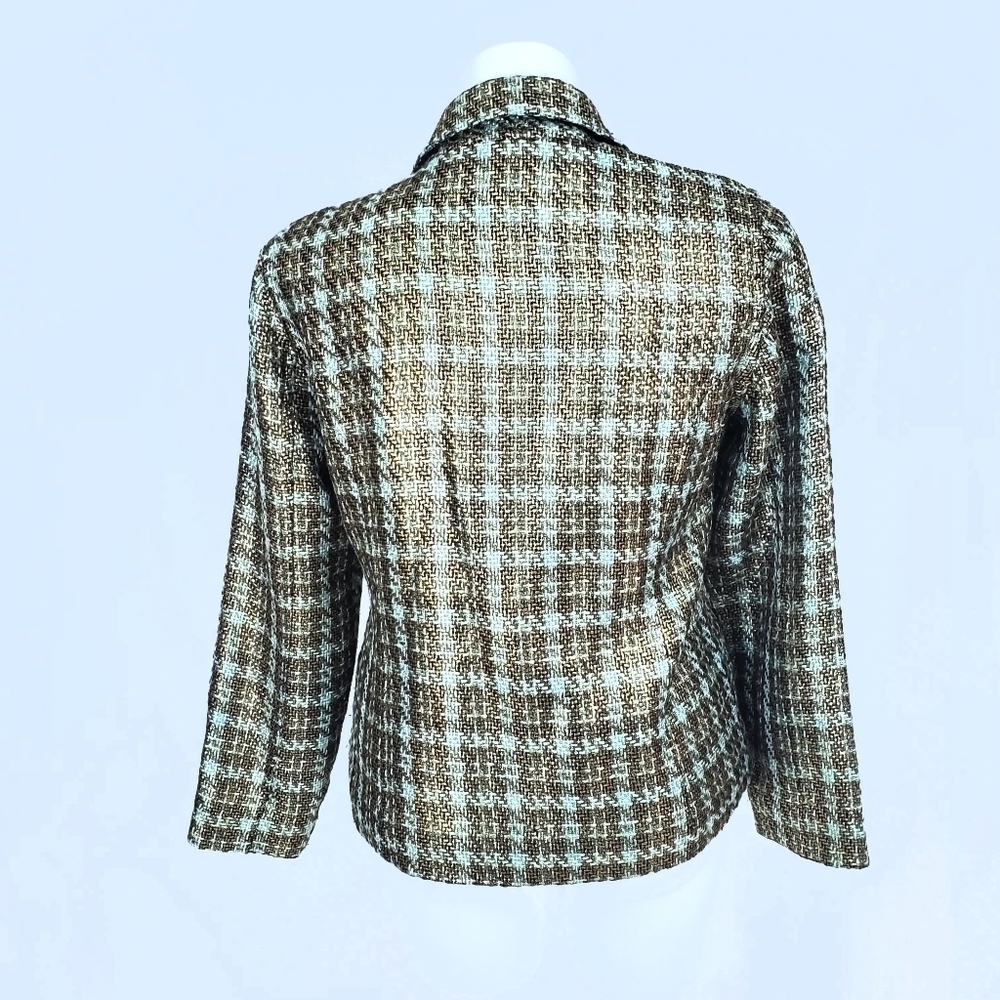 Chico's Gold & Blue Woven Zip Blazer Jacket - Picture 4 of 9